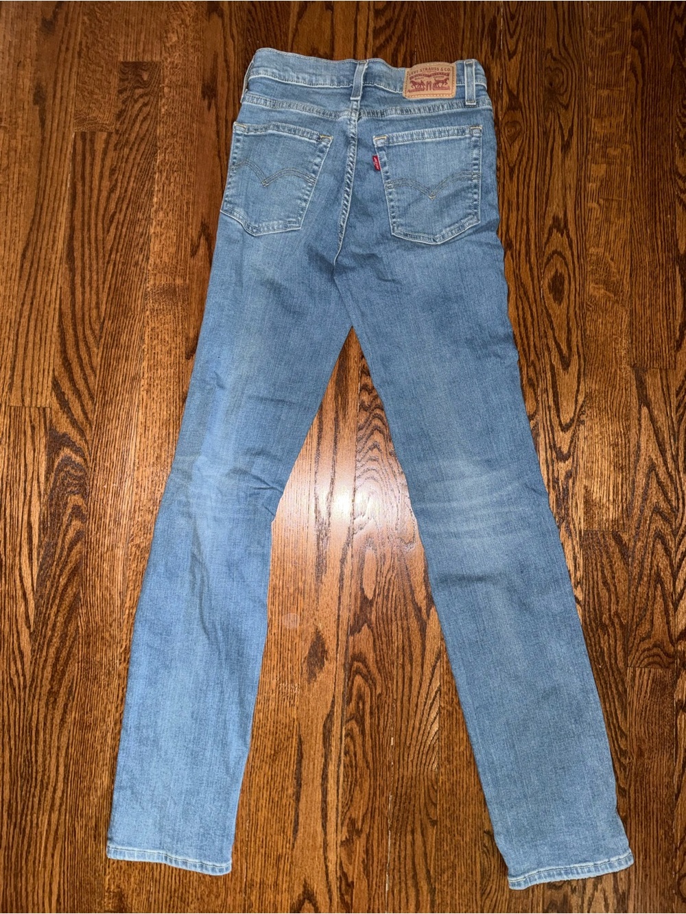 Levi's Light Blue Straight Leg Distressed Jeans - Picture 3 of 4